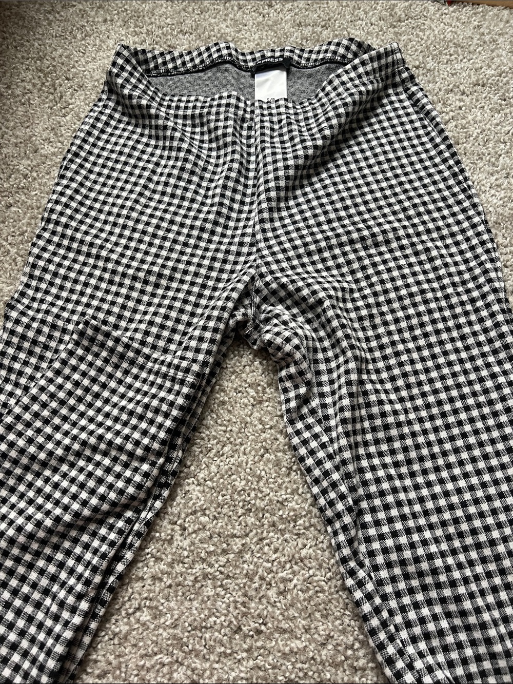 Black & White Gingham Pull-On Pants